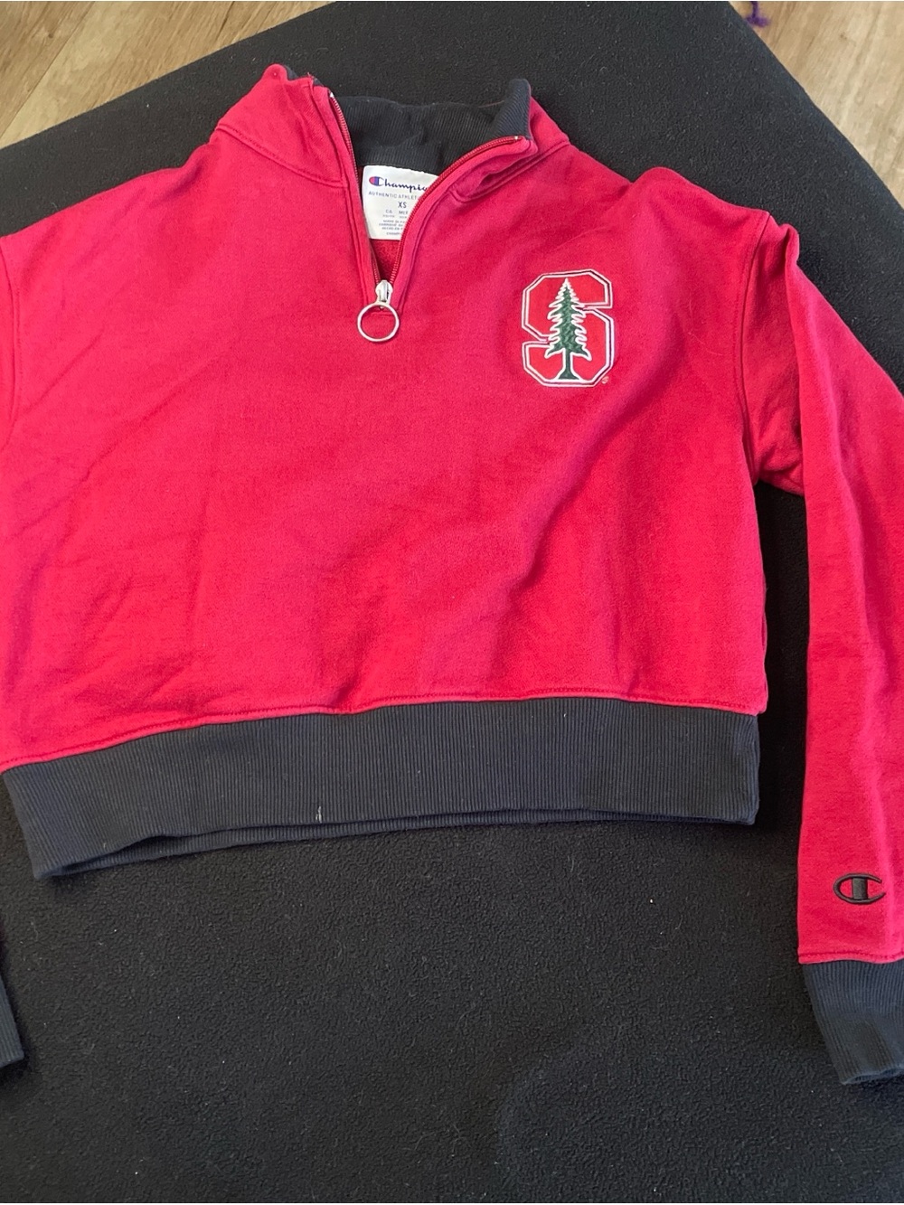 Champion Red and Black Quarter-Zip Sweatshirt